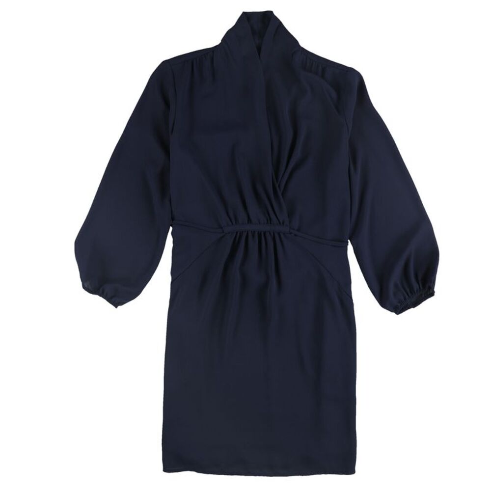 bar III Womens Solid Casual Surplice Dress, Blue, M, DM